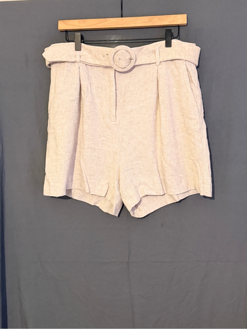 New York & Company High-Waist Paperbag Belted Shorts - Cream